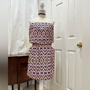 Strapless printed mini dress in Large